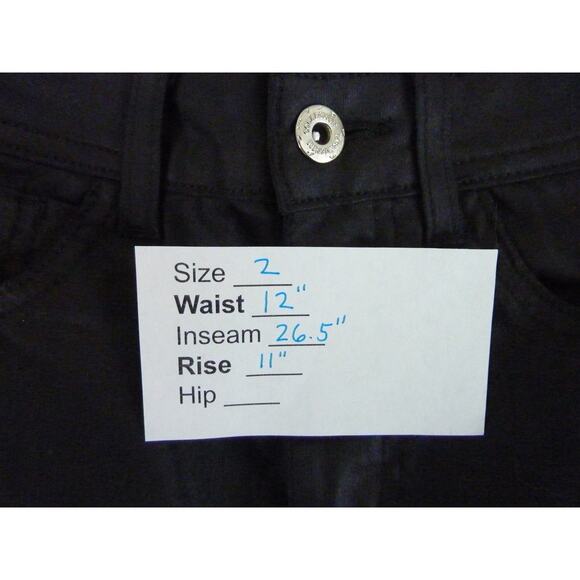 Zara Black Denim Jeans 2 Wax Coated Faux Leather Straight - Picture 6 of 6